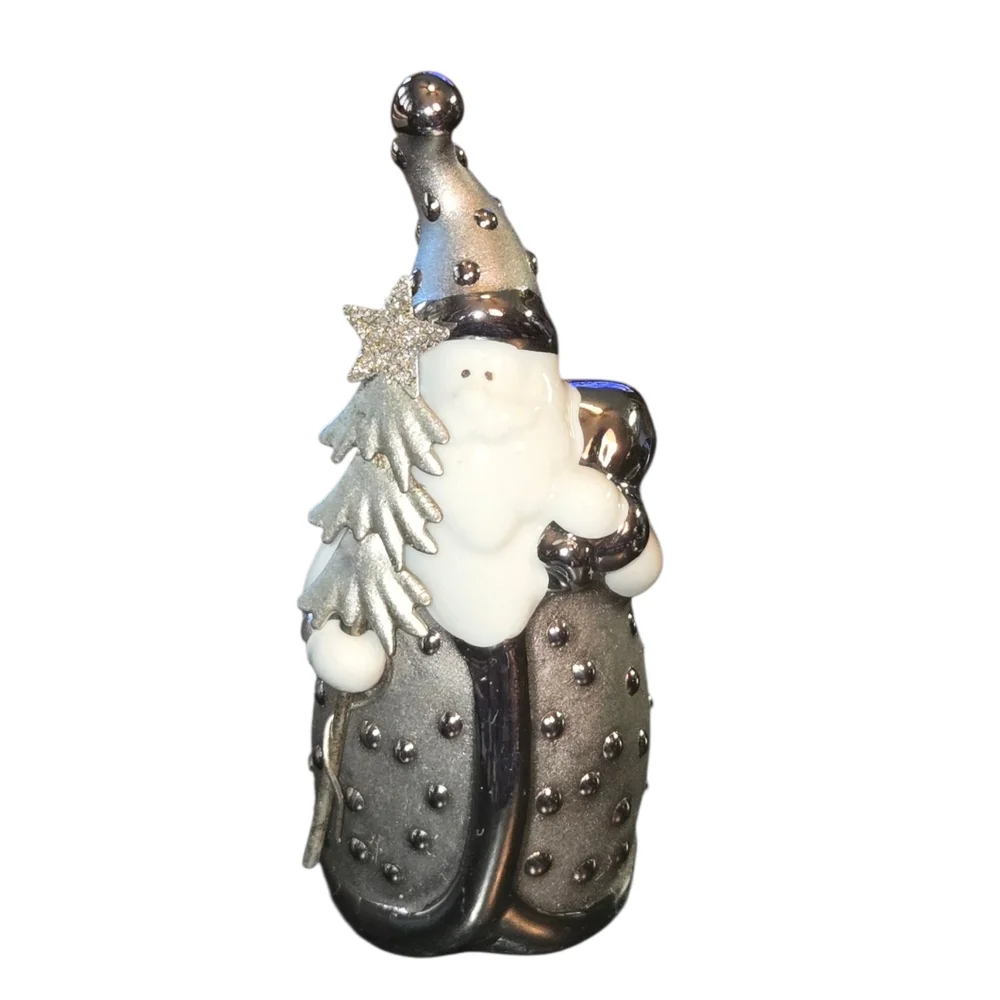 Pier 1 Imports Santa Père Noël White & Silver Tone Santa With Box 4